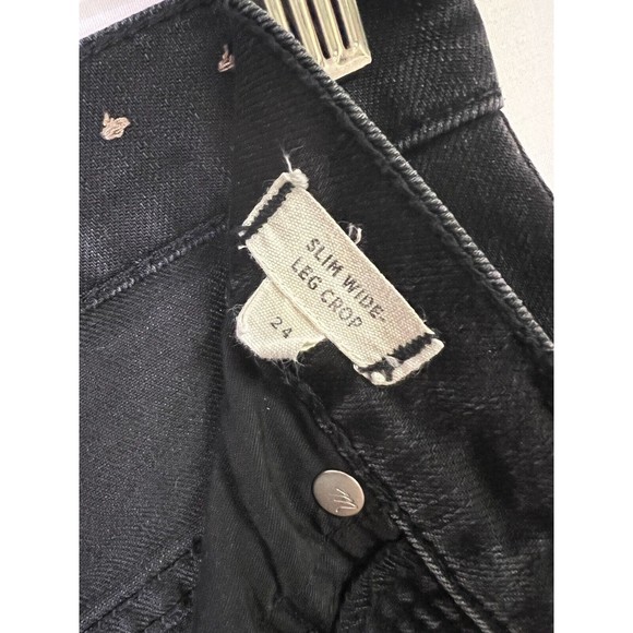 Madewell Women's Black Wide Leg Slim Crop Jeans Size 24 - Picture 6 of 11